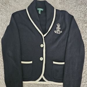 Lauren Ralph Lauren Cardigan Sweater Shawl Collar P/L Black Crested